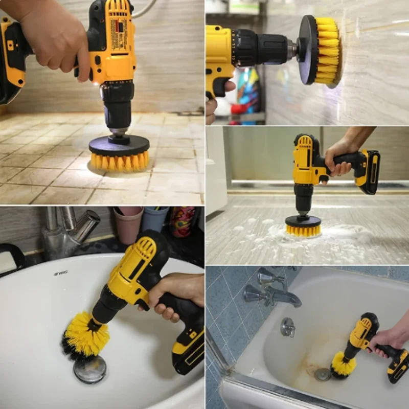7pcs Drill Brush Attachment Set Power Scrubber Brush With Drill Scrub Brush For Cleaning Showers Tubs Bathroom Tile Grout Carpet 6