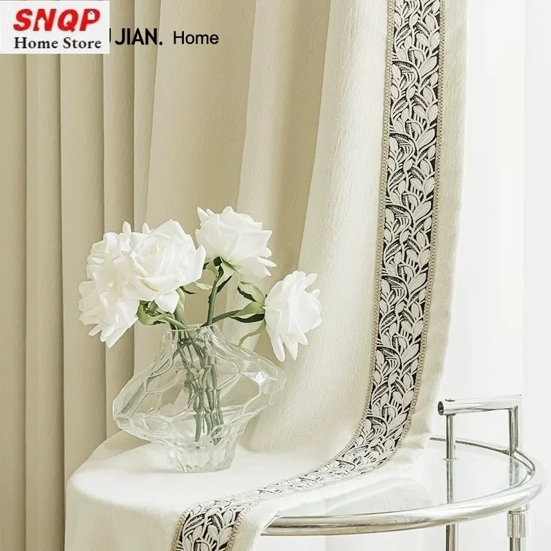 Thicken Luxury French Chenille Fashion White Curtains for Living Room Bedroom Dining Balcony Texture Thickened Blackout Window