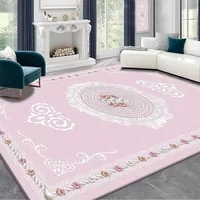 Vintage High-end Antiskid Living Room Carpet Pink Soft Home Decor Bedroom Dresser Rug Easy Cleaning Washroom Floor Mat Soft 2