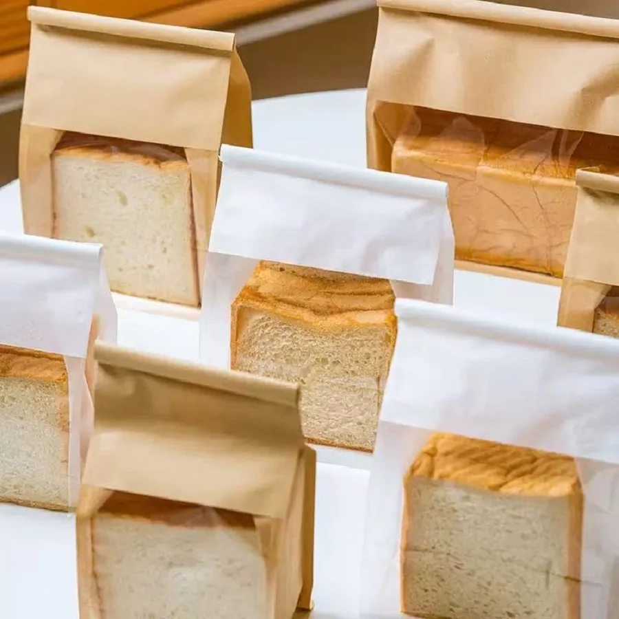 10 Pack Kraft Paper Bread Bags with Transparent Window – Oil-Resistant Toast, Cookie, a... - SKU KPBB1610 - UGI Packaging