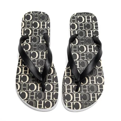 Unisex Casual Luxury Brand Black & White Flip Flop Slippers - 36 (Black)
