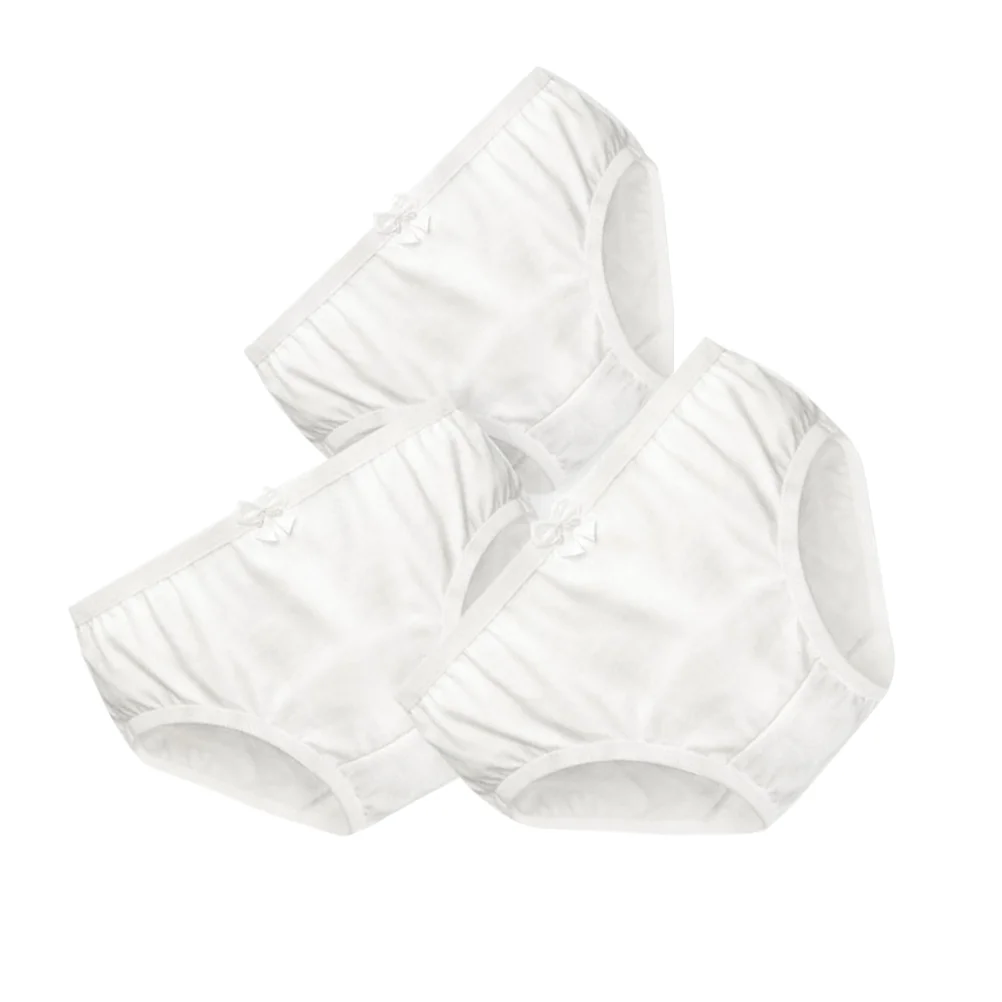 

3pcs White Bowknot Briefs Ballet Dance Underpants Cotton Panties for Kids Girls (Size 120)