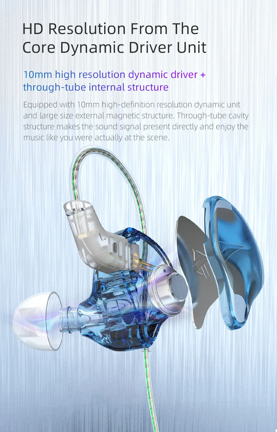 Description Picture 3 of itemKZ EDC Earphones 1 Dynamic HIFI Bass Earbuds In Ear Monitor Headphones Sport Noise Cancelling Headse