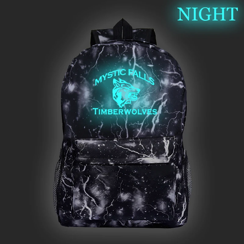 

Светящийся рюкзак Дневники вампира, школьные ранцы для мальчиков и девочек, дорожный ранец для подростков, Детский Повседневный Рюкзак, Сумка для книг
