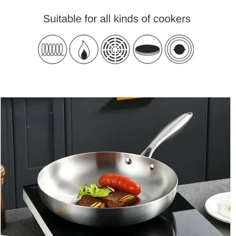 

Non Egg Stick cake Steel Steak Pot Five-layer s Pan Stainless Frying 304 Cooking Wok