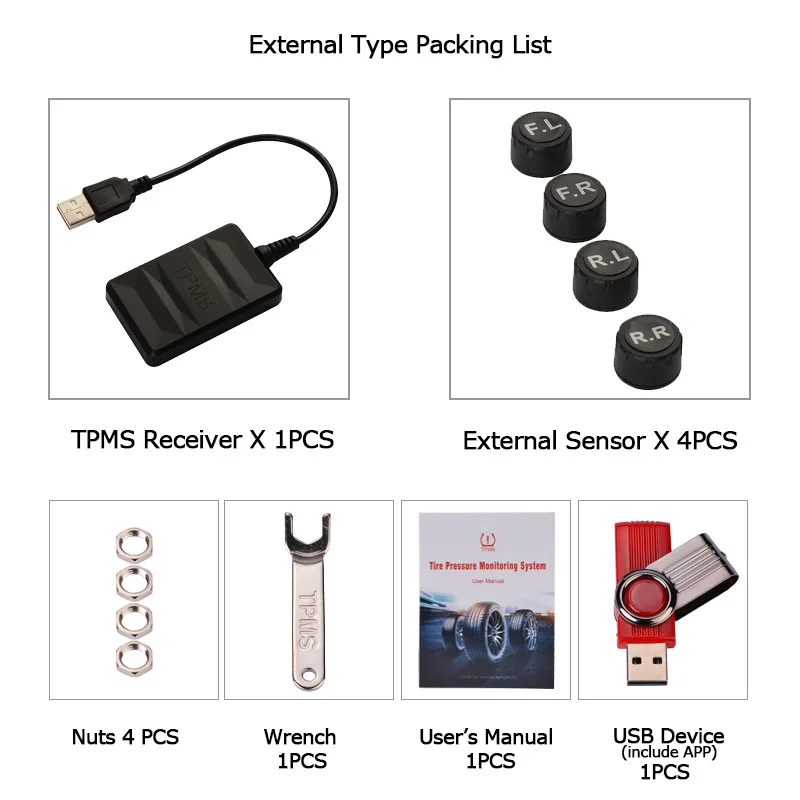 USB TPMS  Ÿ̾ з ˶  ý, 4   Ǵ ܺ sens ִ ڵ ȵ̵  ÷̾