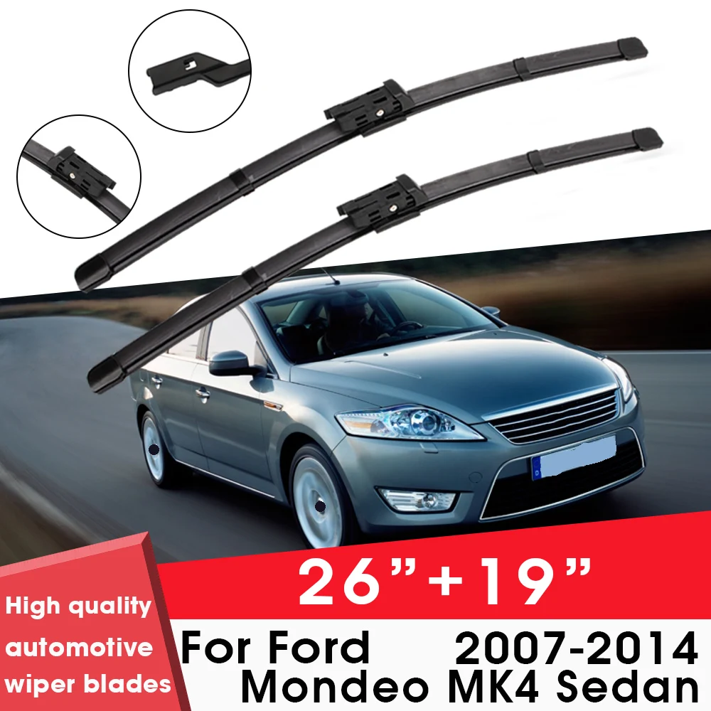 

Car Wiper Blade Blades For Ford Mondeo MK4 Sedan 2007-2014 26"+19" Windshield Windscreen Clean Naturl Rubber Cars Wipers