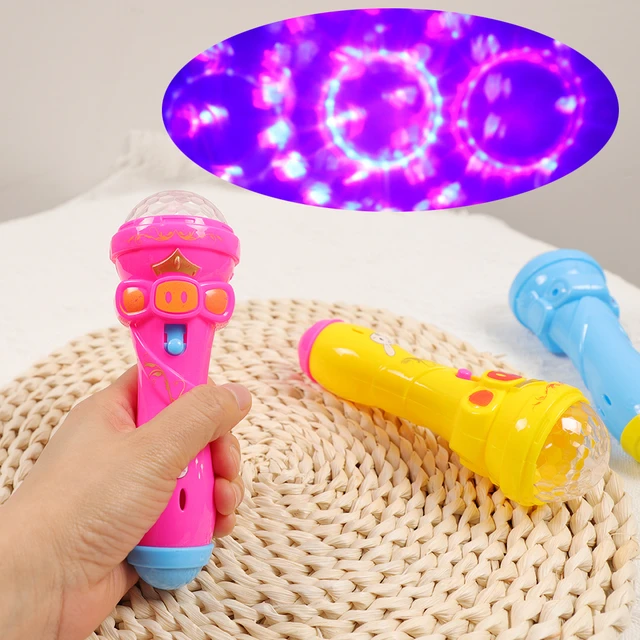 2Pcs LED Light Flashing Projection Microphone Torch Shape Toys For