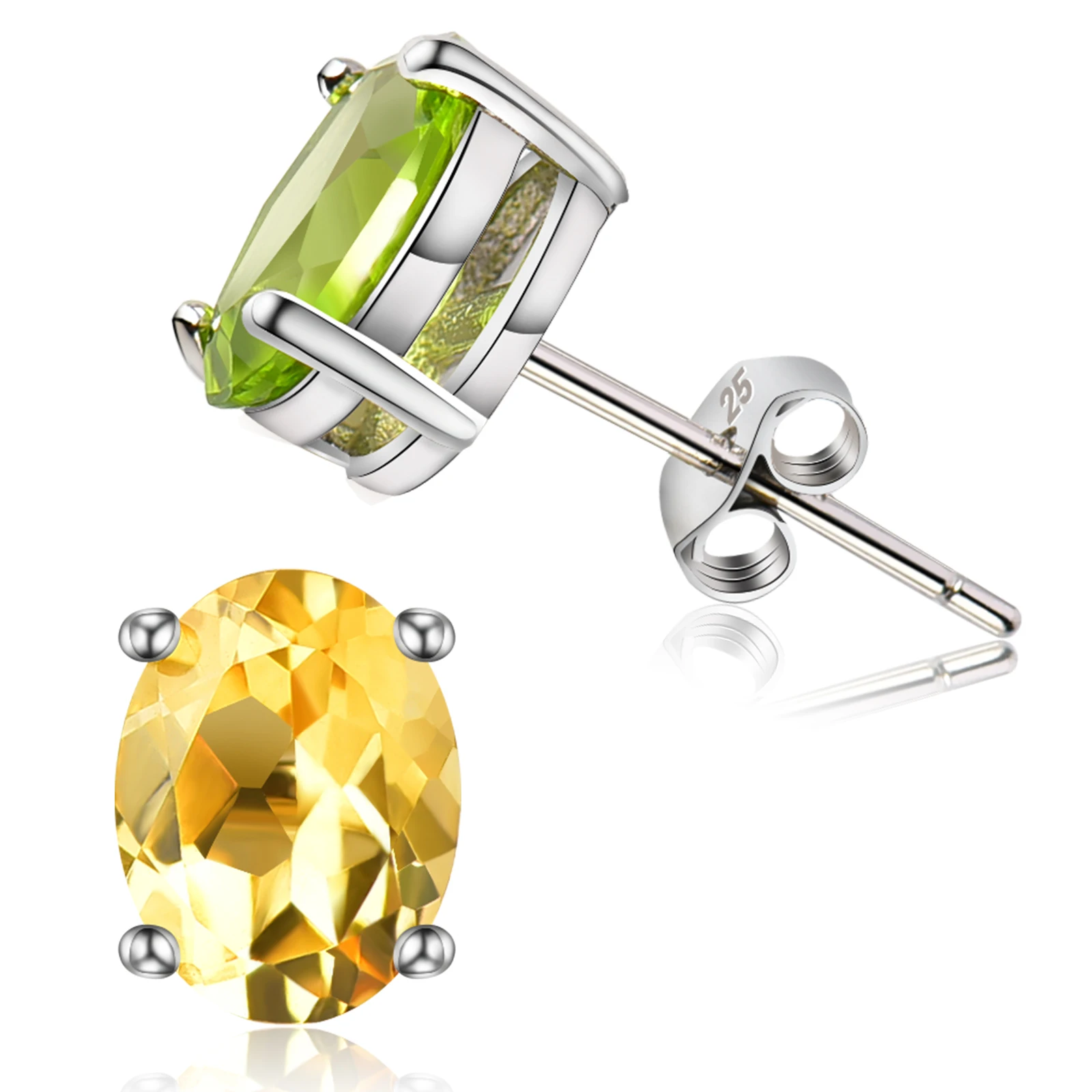 

925 Sterling Silver Natural Crystals Stud Earrings For Women Piercing Healing Jewelry For Spiritual And Emotional Balance 1pair