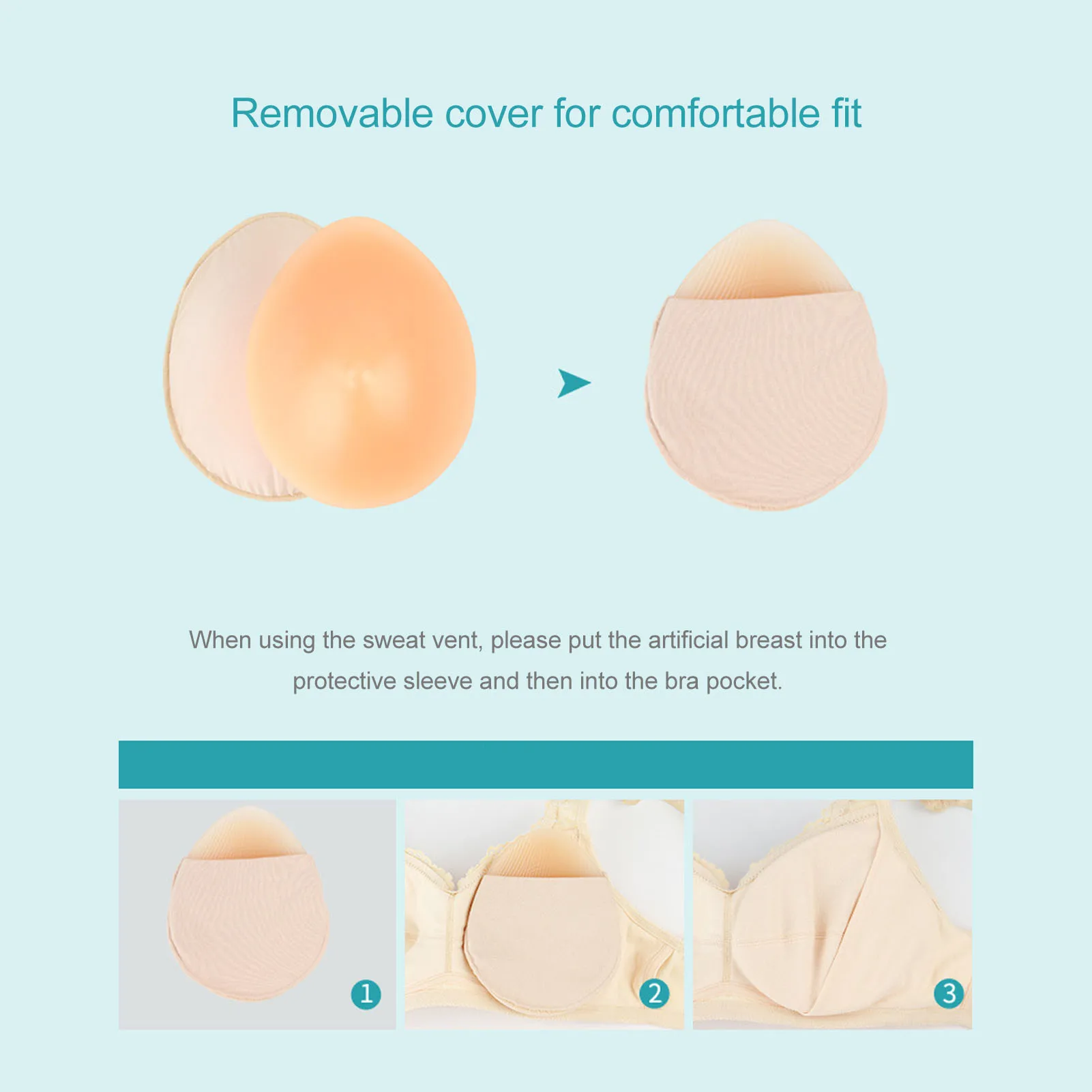150g Mastectomy Prosthesis Concealing Fitting Soft Ergonomic Drop Shape Plump Elastic Artificial Symmetrical Breast for Home