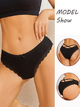 Women's Cotton Briefs Sexy Female Underpants Elasticity Comfortable Underwear Panties Lingerie S-XL Solid Color Intimate S-XL 2