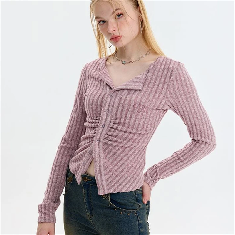 

Early Autumn Women Knitted Cardigans Casual Sweater Ladies Single Breasted Long Sleeve Cardigan Female Slim Fit Steetwear