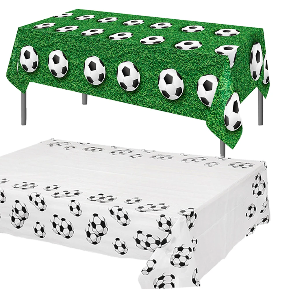 1pcs108x180cmSoccertablecoverFootballThemedtableclothSoccerpartytableclothplatesBoys