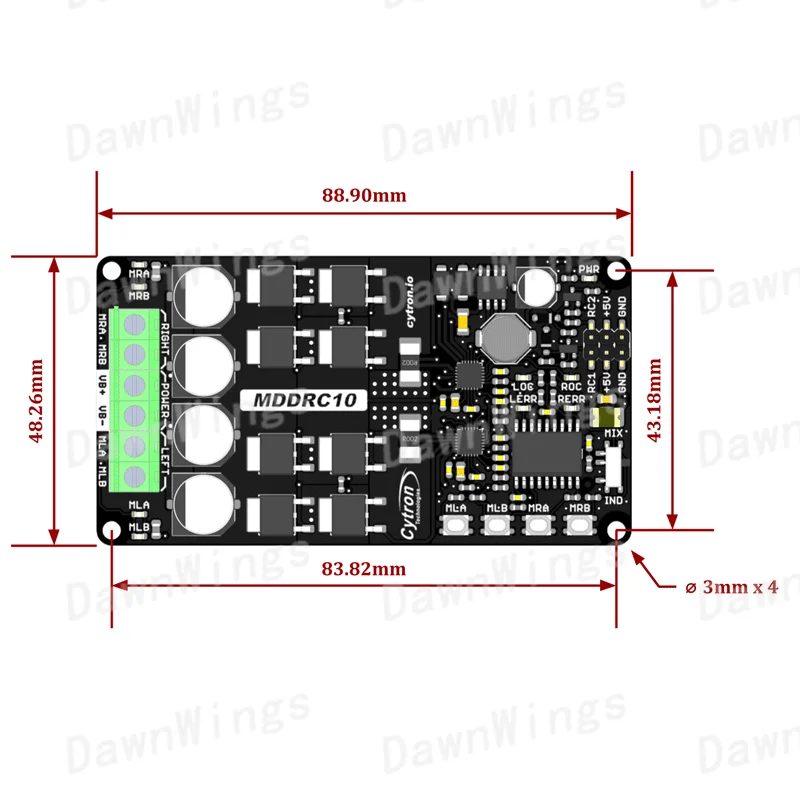 R/C용 Cytron MDDRC10 10Amp 7V-30V DC 모터 드라이버(2채널)