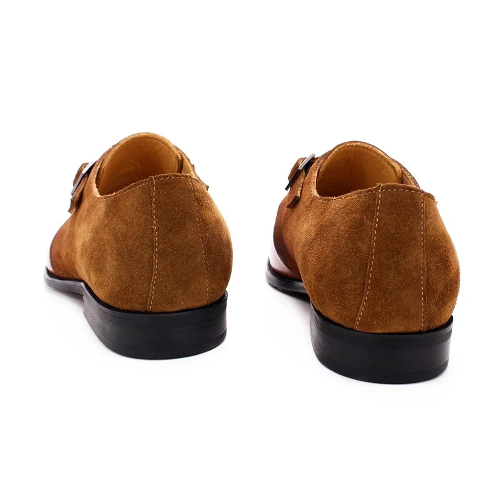 Classic Italy Style Men's Dress Shoes Size 6-13 Genuine Leather Suede Monk Strap Buckle Business Wedding Formal Shoes