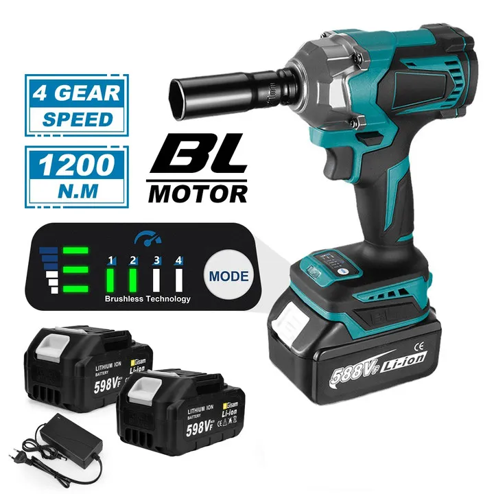 1200N.m Bürstenloser Elektrischer Schlagschrauber 1/2 Zoll Kabelloser Autoreparatur-Schraubendreher Elektrowerkzeug für Makita 18V Akku – Detail 1