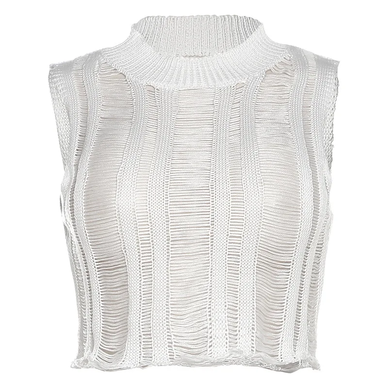 Spring and Summer New Women's Sexy Hollow-out Perspective Vest Slim High Waist Skirt Suit for WomenCok