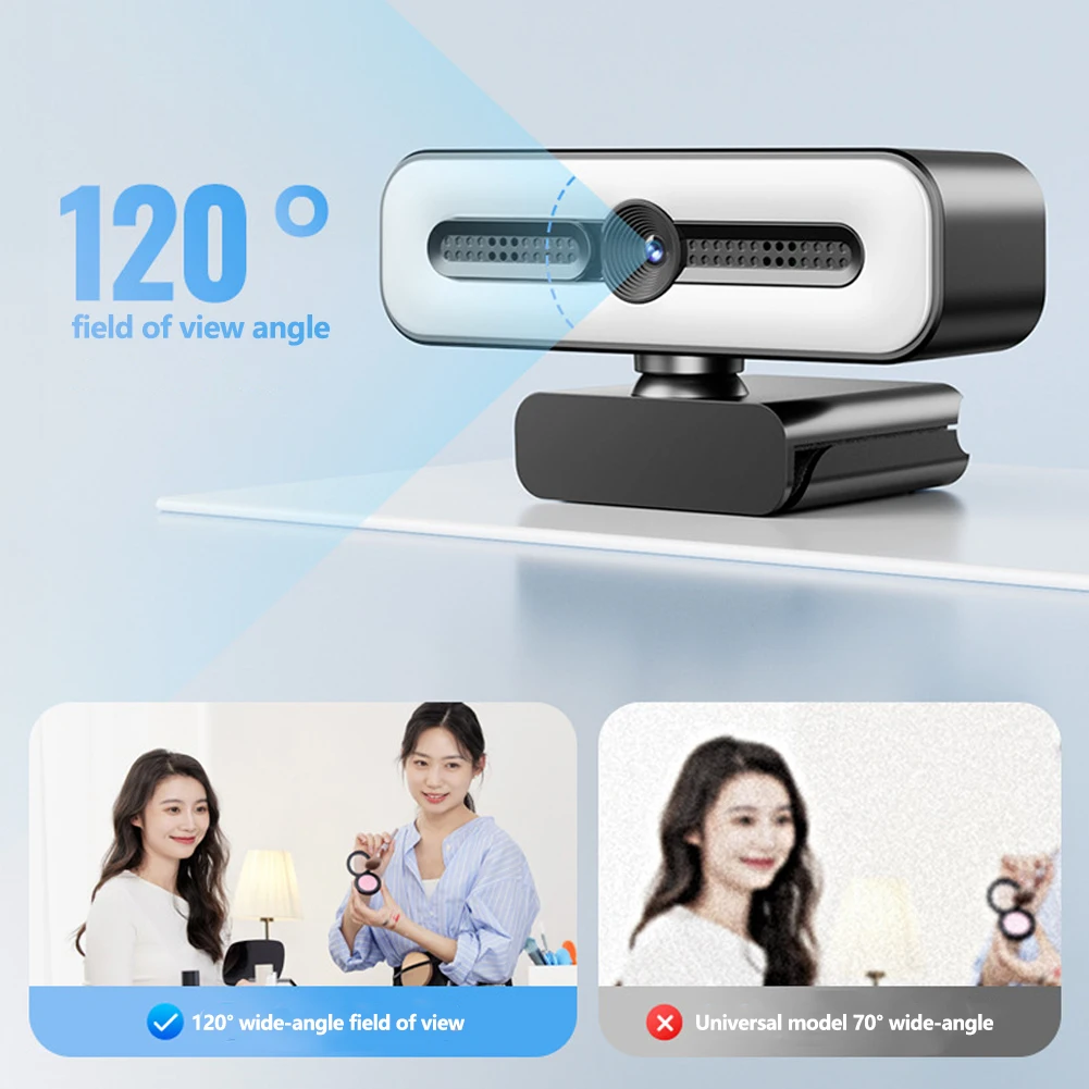Webcam 4K con luce per PC/laptop 1080P 2K HD Streaming Camera Webcam per videoconferenze desktop per lezioni online - immagine 5