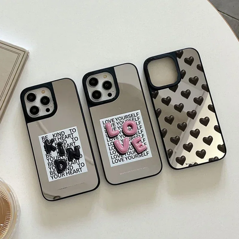 

Mirror Surface Fashion Heart Phone Case Cover for IPhone 11 12 13 14 15 Pro Max Case for IPhone 15 Pro Max