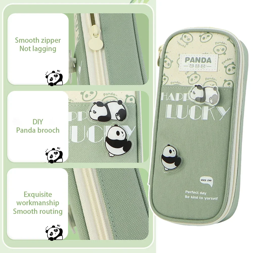 Stylish Panda Pencil Case Large Capacity Pencil Bag Cute Cartoon Animal Aesthetic Pencil Organizer for Kids