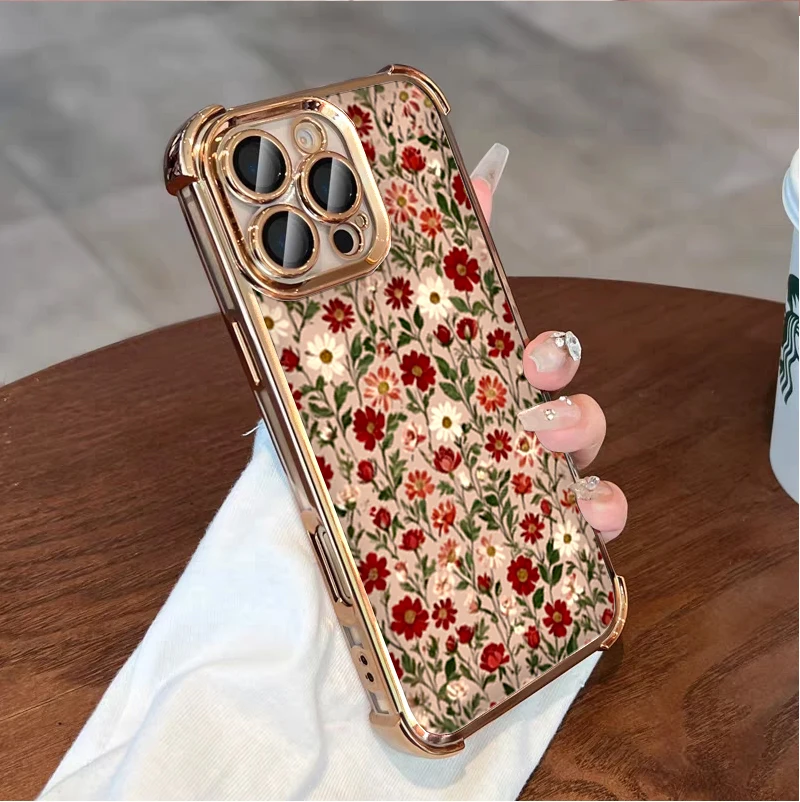 Retro Plating Daisy Flowers Phone Case Cover