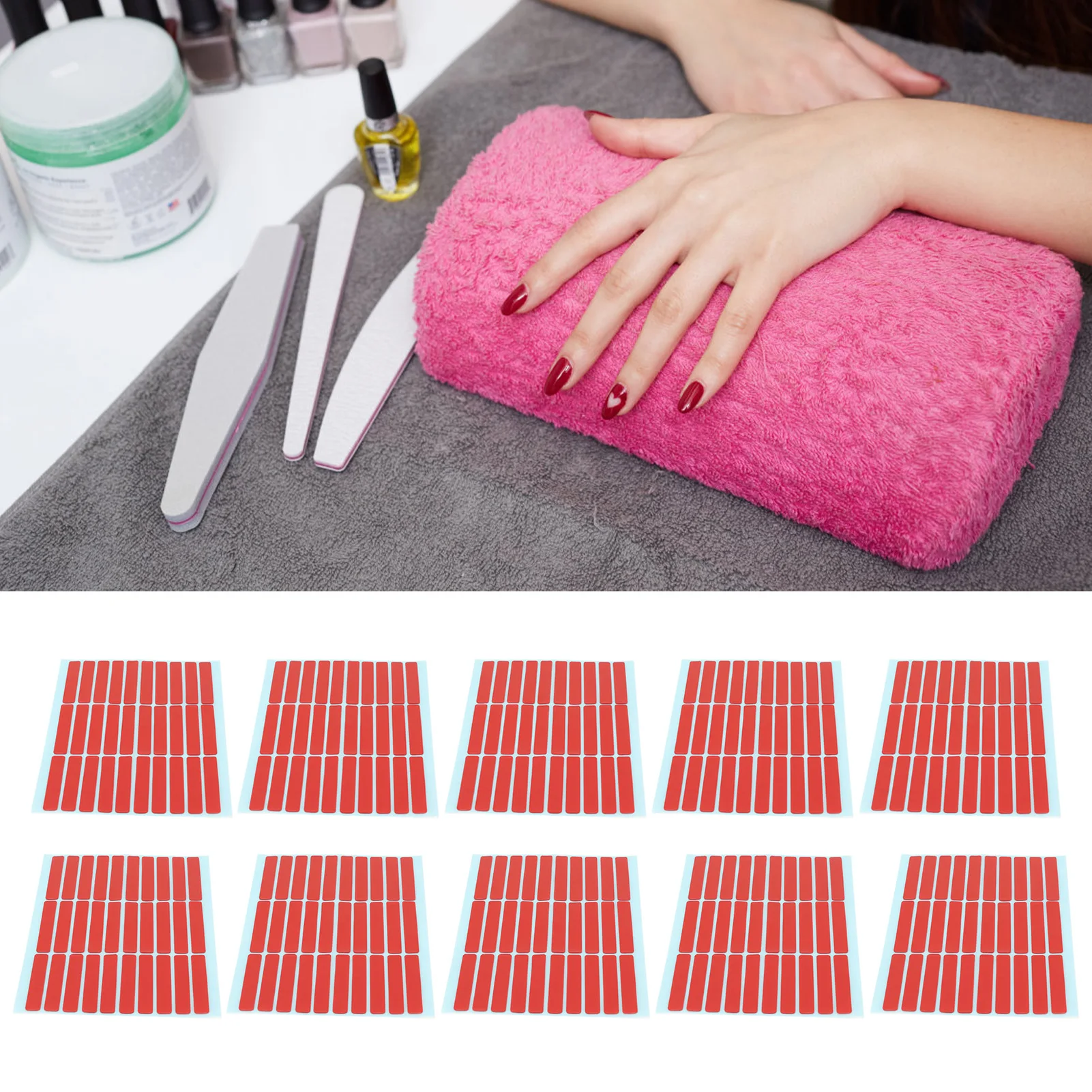 Nail Tip Mounting Tape 10 Sheet Nail Art Mounting Tape Salon Double Sided Adhesive Accessory for Tip Color Display