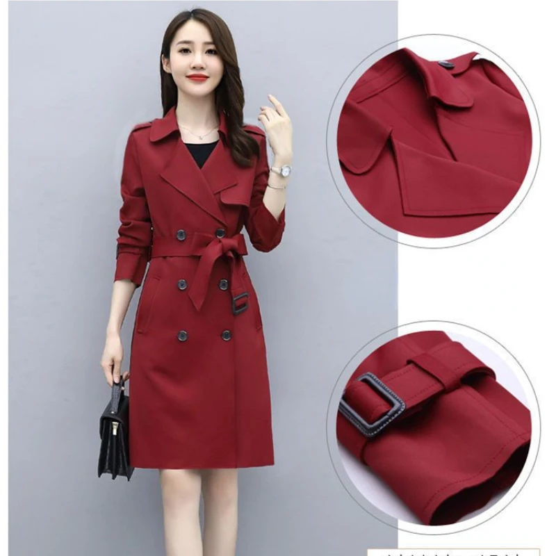 2023 New Women Autumn Windbreaker  The Long Coat Korean Version of Slim Coats Age Reducing Jimpness Coat Medium Style Jackets