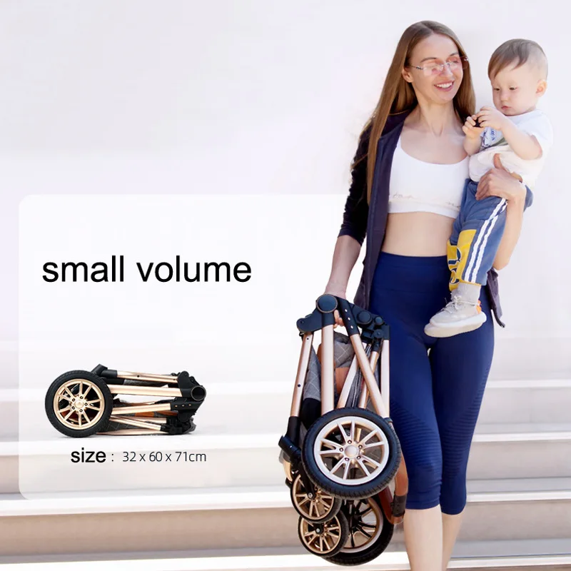 Baby Stroller 2/3 in 1 High Landscape Foldable Bassinet