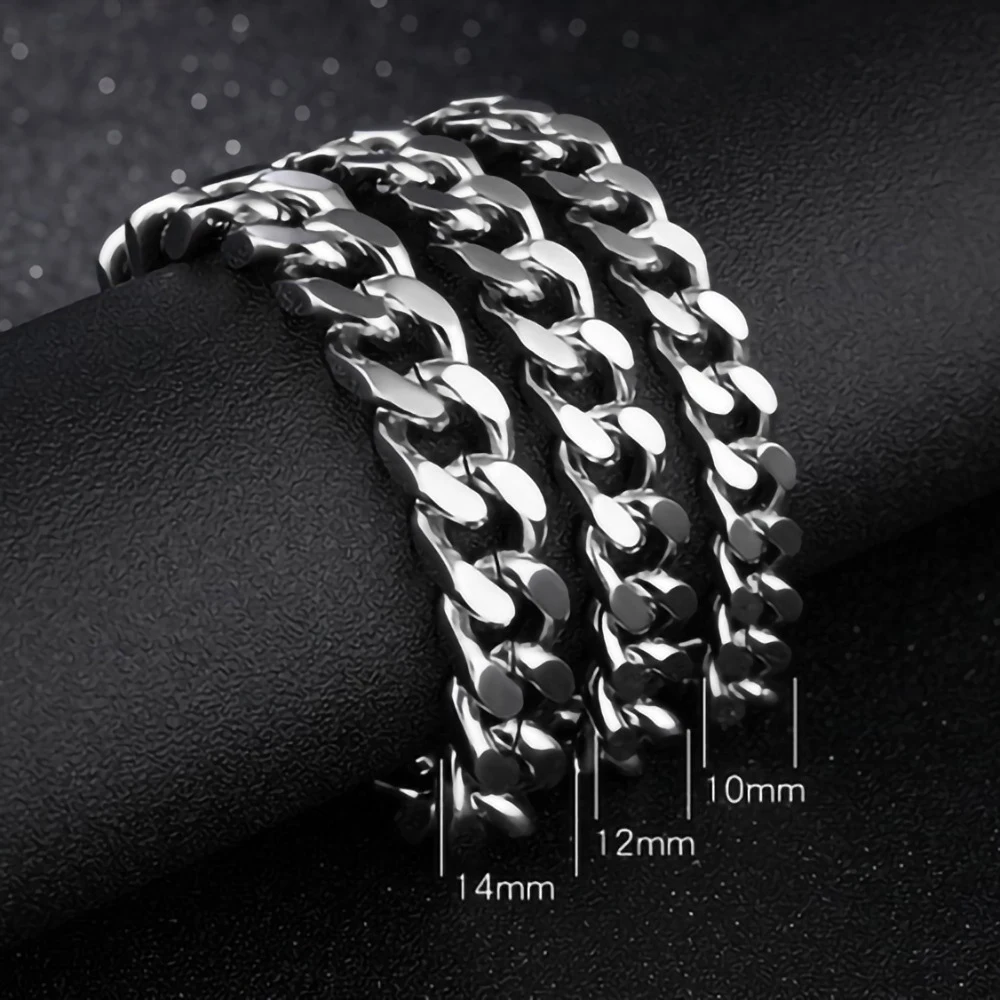 

Браслет-цепочка мужской/женский из нержавеющей стали 316L, 8-14 мм