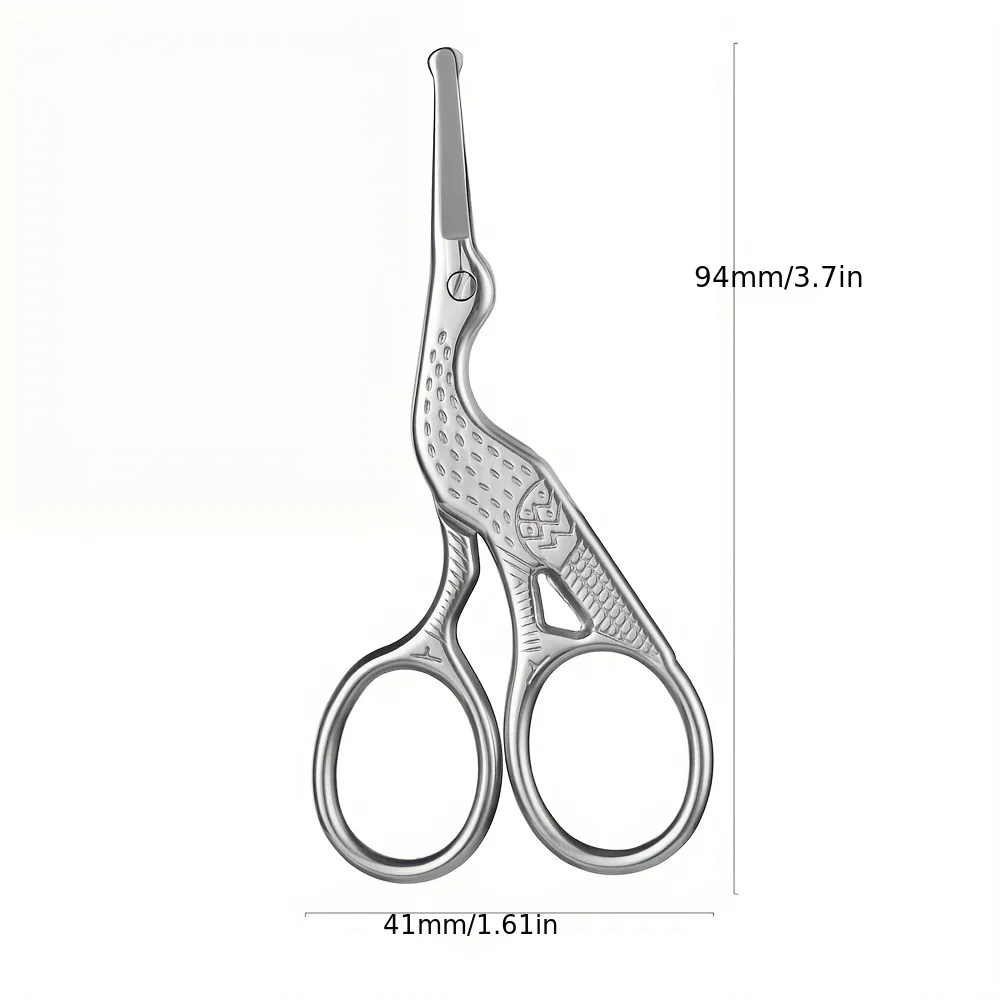 1pcs Stainless Steel Hair Scissors Enhanced Safety Round Tip Stork Scissors for Precise Eyebrow, Nose, Beard Grooming Tool