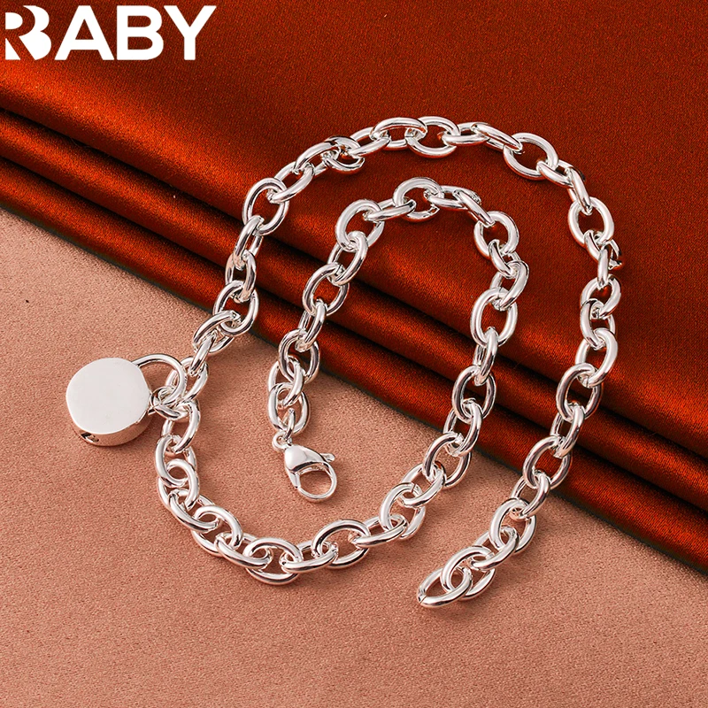 

URBABY 925 Sterling Silver Round Lock Chain Necklace For Woman Man Wedding Engagement Party Fashion Charms Jewelry Free Shipping