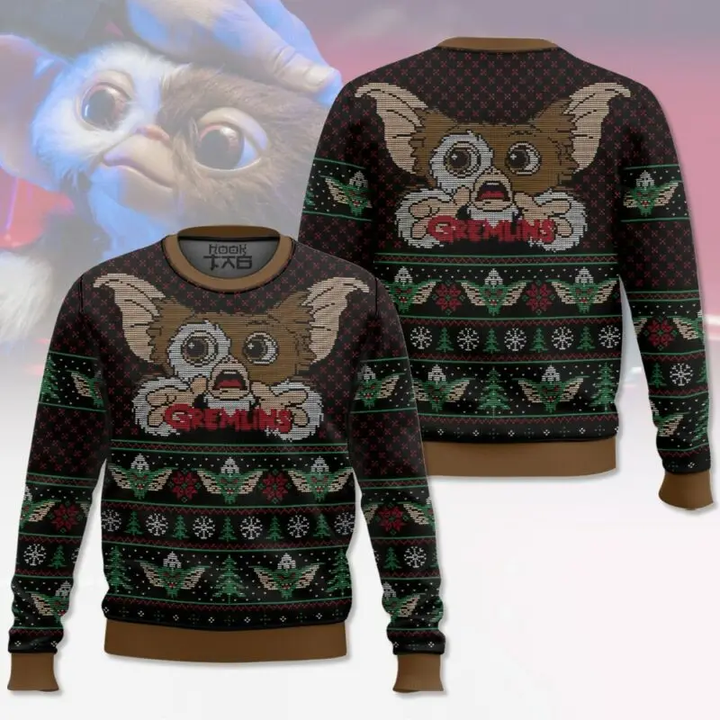 Gizmo Gremlins Ugly Christmas Sweater Funny Holiday Party Pullover Warm Cozy Plus Size Sweaters for Men Women Xmas Gift 2026