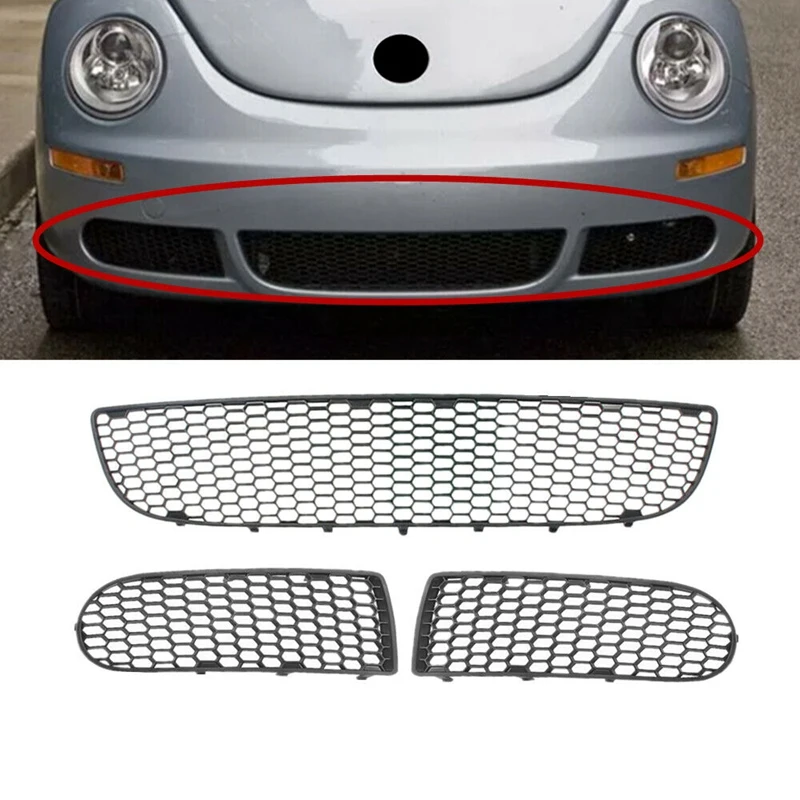 

Car Front Bumper Radiator Grille Air Intake Mesh Grill Set For Beetle 06-10 1C0807681H 1C0807684A 1C0807683H