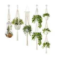 Hanging Plant Handmade Macrame Plant Hanger Flower Pot Planter Hanger Wall Decor Courtyard Garden Hanging Planter Hanging Basket 6