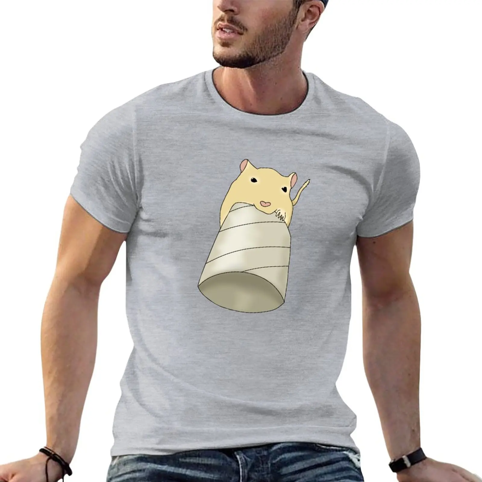

Cute golden gerbil eating toilet roll T-Shirt tees Anime t-shirt Aesthetic clothing men clothing