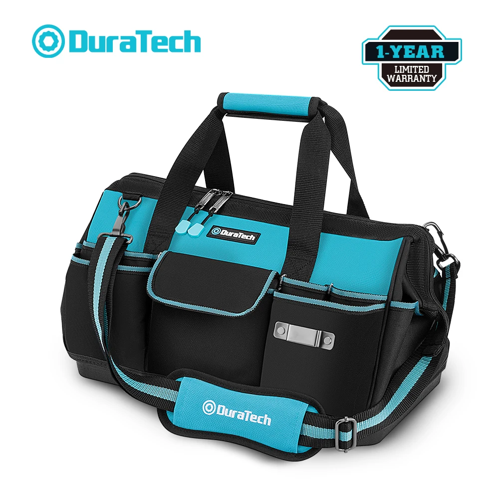 Tool Storage Box DuraTech 13/14/16/18in Tool Bag with Water Proof Molded Base Portable Electrician Bag Multifunction Tool Organizer for Repair