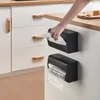 Paper Towel Holder Magnetic Storage Rack Non-punch Tissue Container Napkin Case Refrigerator Black 1
