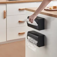 Paper Towel Holder Magnetic Storage Rack Non-punch Tissue Container Napkin Case Refrigerator Black 1
