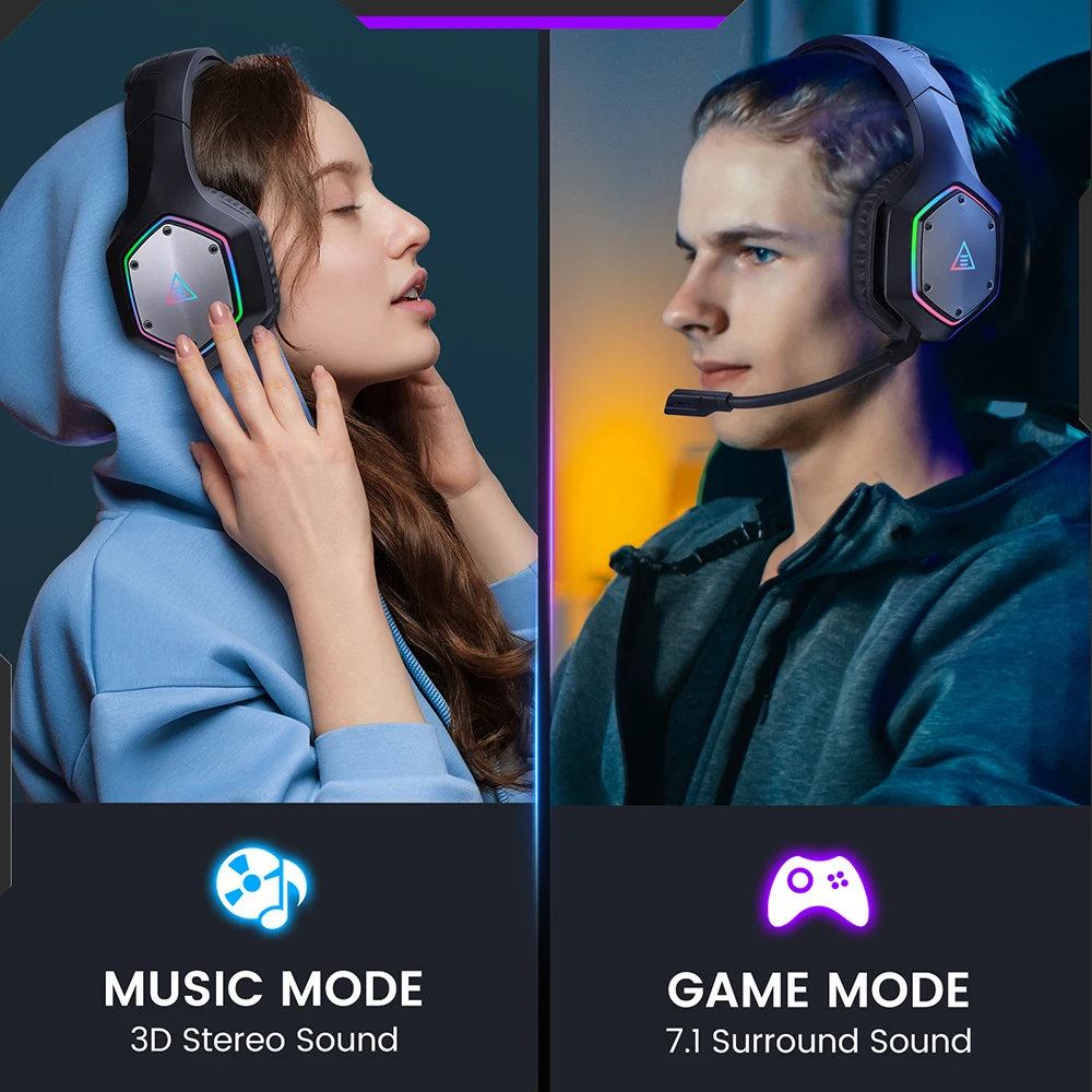 EKSA W1 Gaming Headset Stand, Aluminium RGB Headphone Holder With 7.1 Surround Sound, 2 USB Ports And 3 Sockets Of 3.5 Mm, PC Accessories, Gaming Headset Holder
