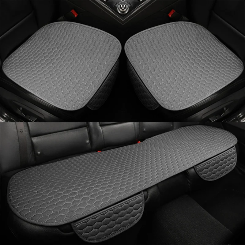 Flax Car Seat Cover Four Seasons Front Rear Linen Fabric Cushion