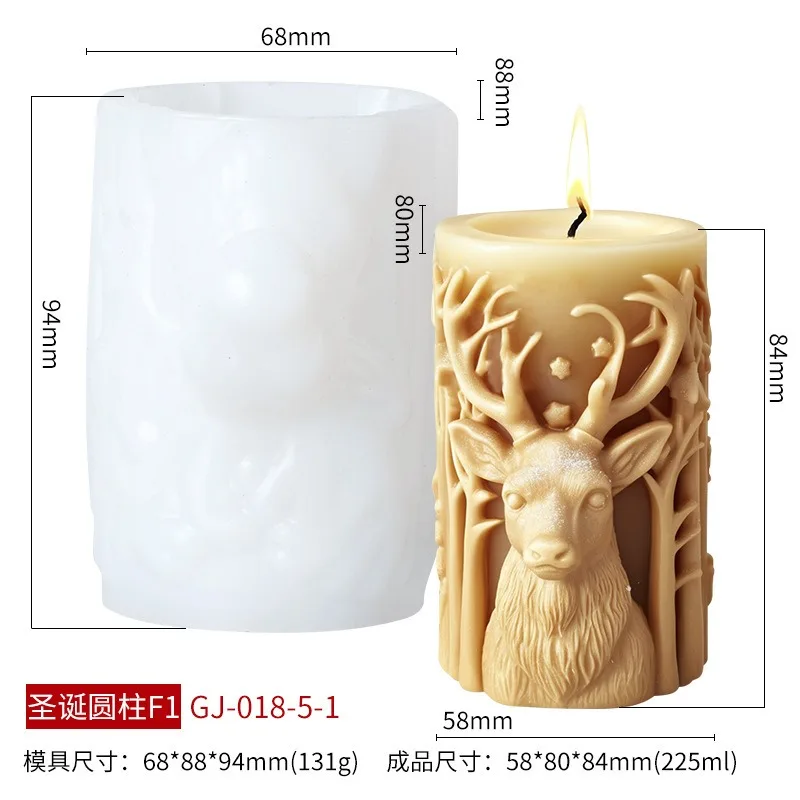Description Picture 6 of itemChristmas Candle Molds for Candle Making DIY Christmas Tree Diffuser Ornament Mold Elk Cylindrical Scented Candle Silicone Mold