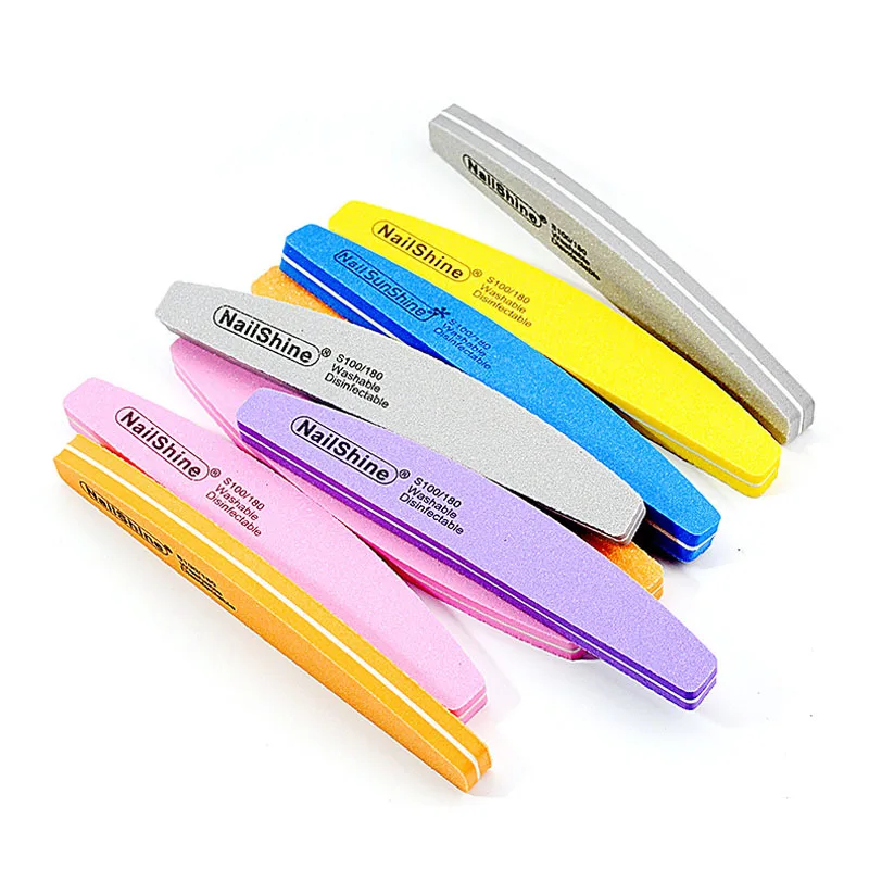 Description Picture 6 of item10pcs/lot Halfmoon Double Side Nail files buffer 100/180 Polishing Grinding Manicure Pedicure Nail Buffers File Tools