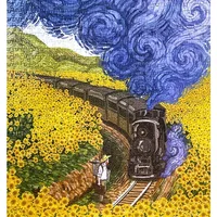 Adult Jigsaw Puzzle 1000PCS Vincent Van Gogh 70*50cm Train Sunflowers Stress Relief Entertainment Toys Paper Puzzles Christmas 2