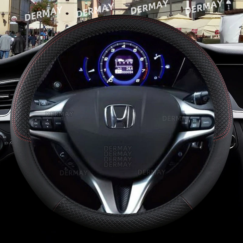 Steering Wheel Cover For Honda Civic 2004-2009 2012-2015 PU Leather Non-slip Auto Accessories