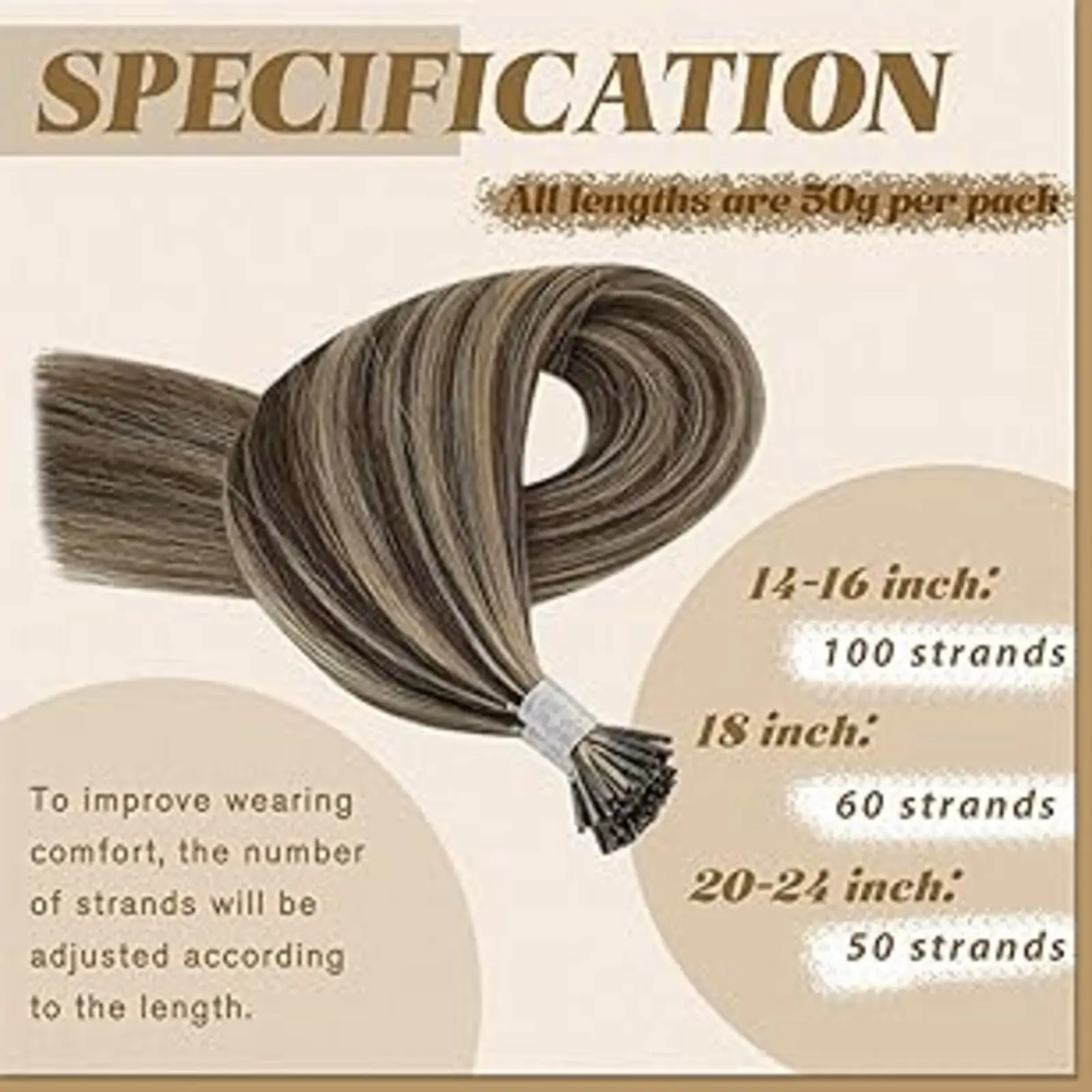 YoungSee I Tip Extension Highlights Color High Quality Human Hair 50-100G For Thinning Hair 14-24Inch Natural