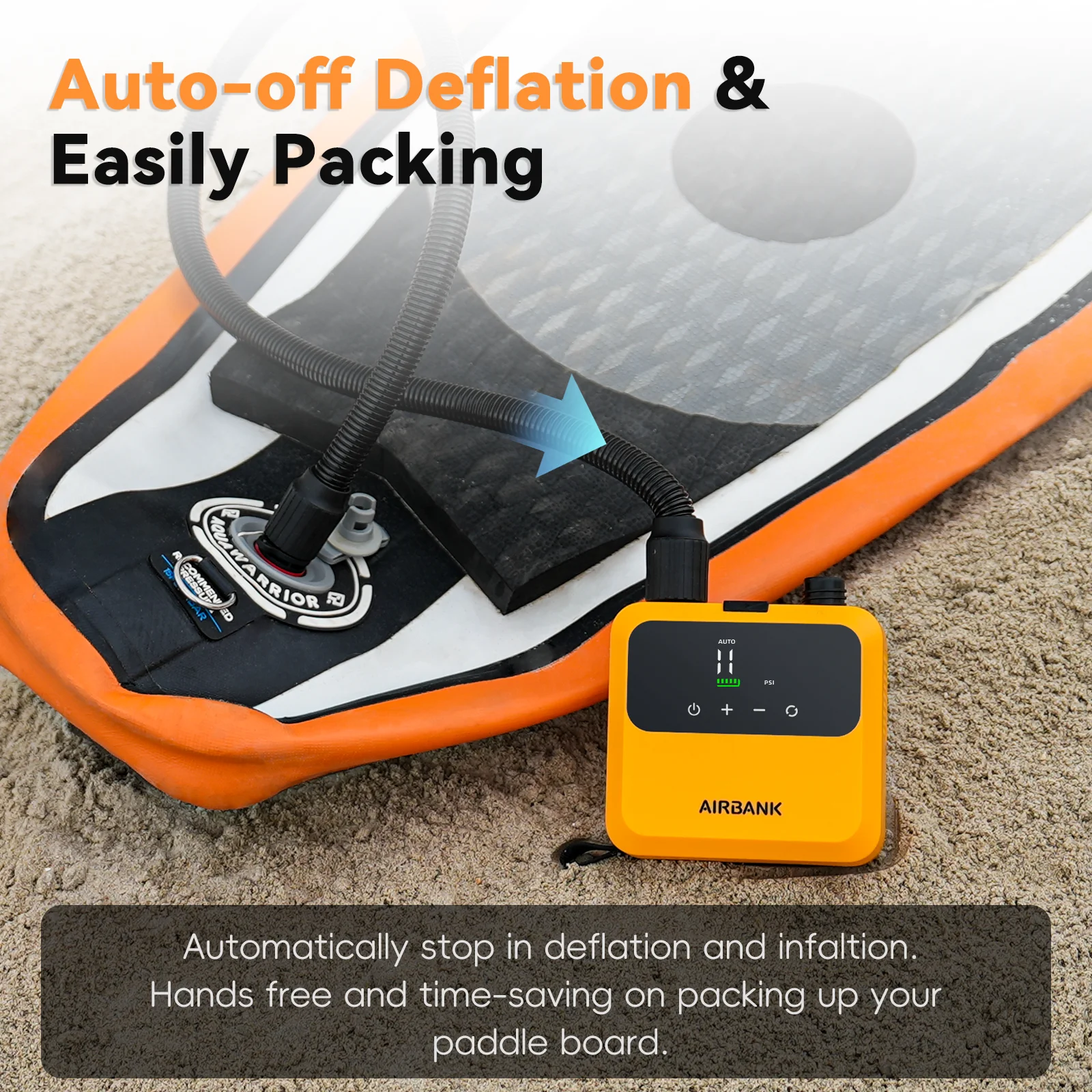 รูปสินค้า AIRBANK Pulse Pro ไฟฟ้า SUP Air Pump สําหรับ Stand UP Paddle 20PSI สูงสุด 4500mAh Inflatable ปั๊มมอเตอร์ไร้แปรงสําหรับเรือ PVC