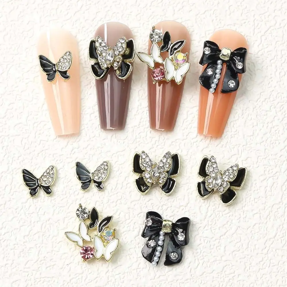 

5Pcs/set Sweet Butterfly Nail Rhinestones Bow Nail Art Decorations 3D Naill Drills Bowknot Manicure Accessories