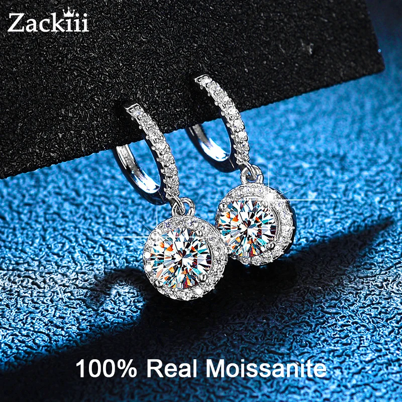 

Certified Moissanite Hoop Earrings for Women Sterling Silver Round Diamond Dangle Earrings Tiny Cartilage Huggies Drop Earring