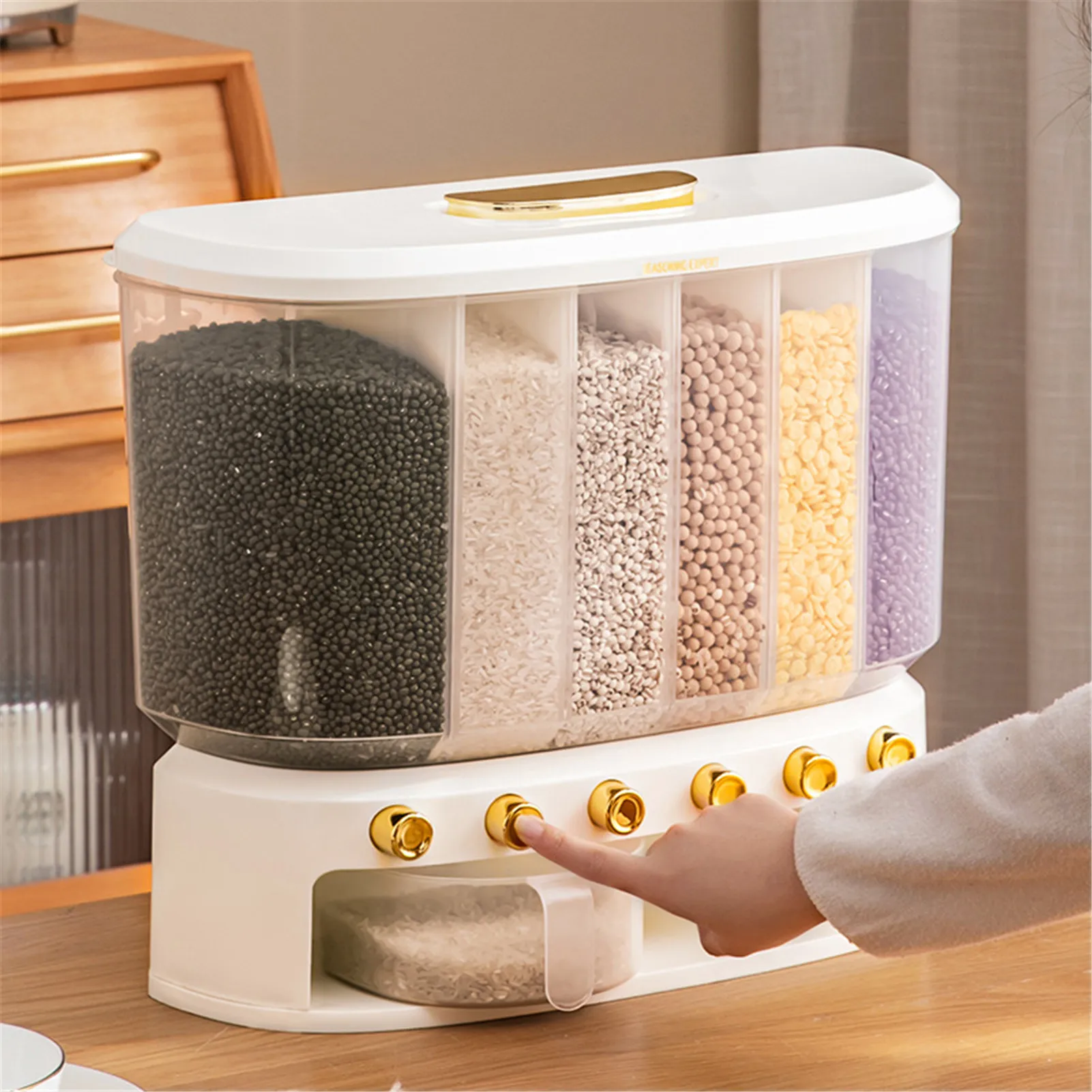 

10Kg Sealed Rice Storage Box Wall Mount Cereal Dispenser Grain Container Dry Food Storage Jar Kitchen Storage Organizer Bucket