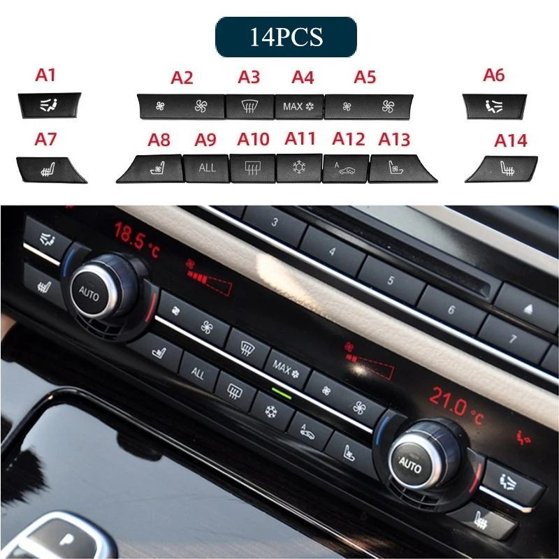 

Car Console Dash Air Conditioner Buttons Key Caps Replacement For BMW 5 6 7 Series X5 X6 F10 F18 F06 F12 F01 F02 F15 F16 520 523